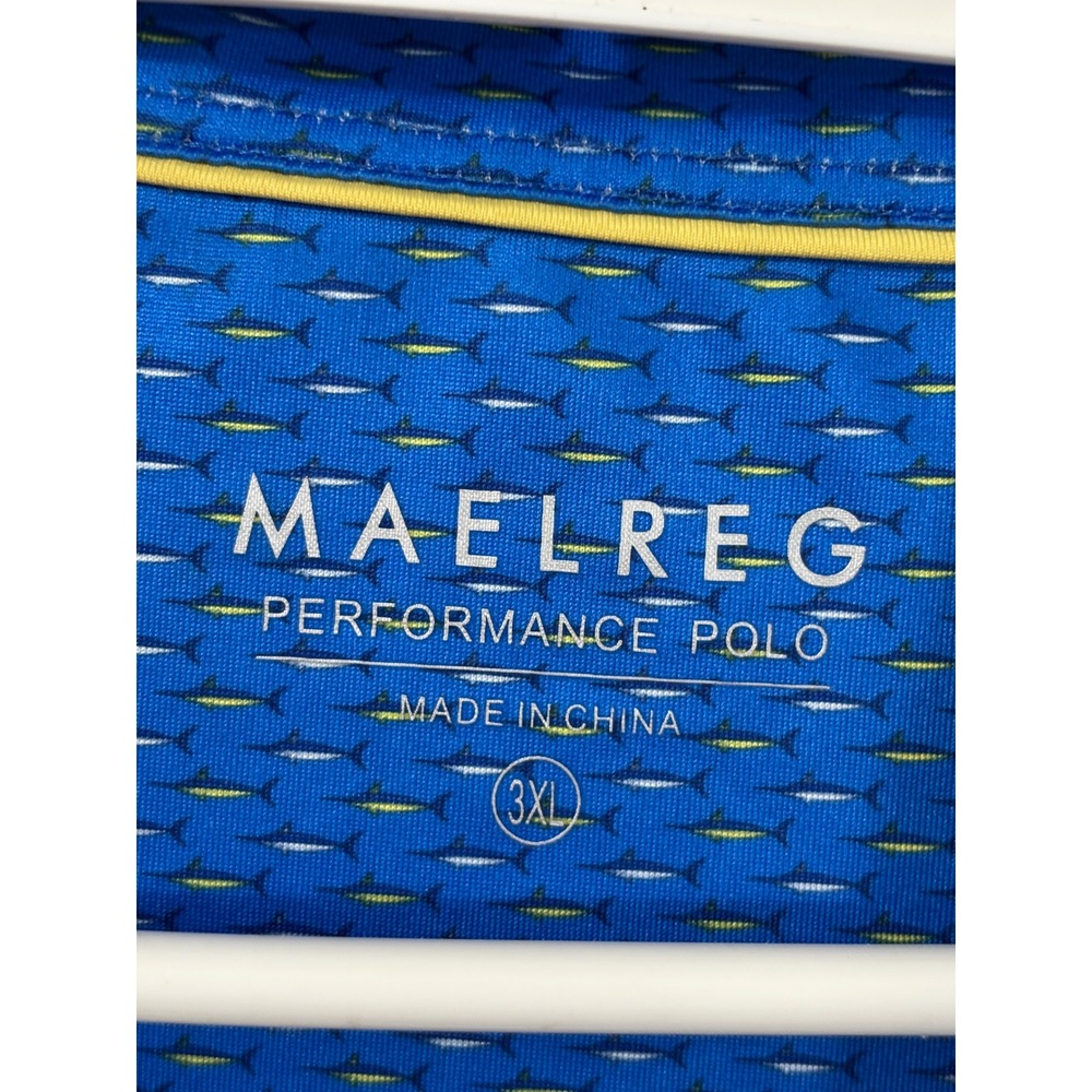 MAELREG Performance Polo Mens 3XL Blue Marlin Fish Print‎ Golf Shirt - Picture 4 of 10